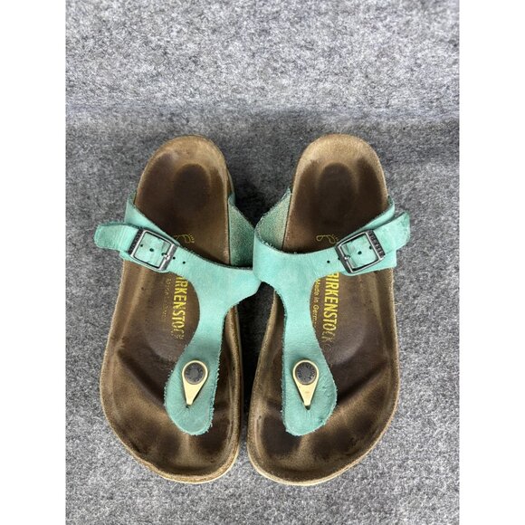Birkenstock Gizeh Sandals Womens Size 36 Green Suede Thong Toe Post EU 36 - Picture 3 of 8